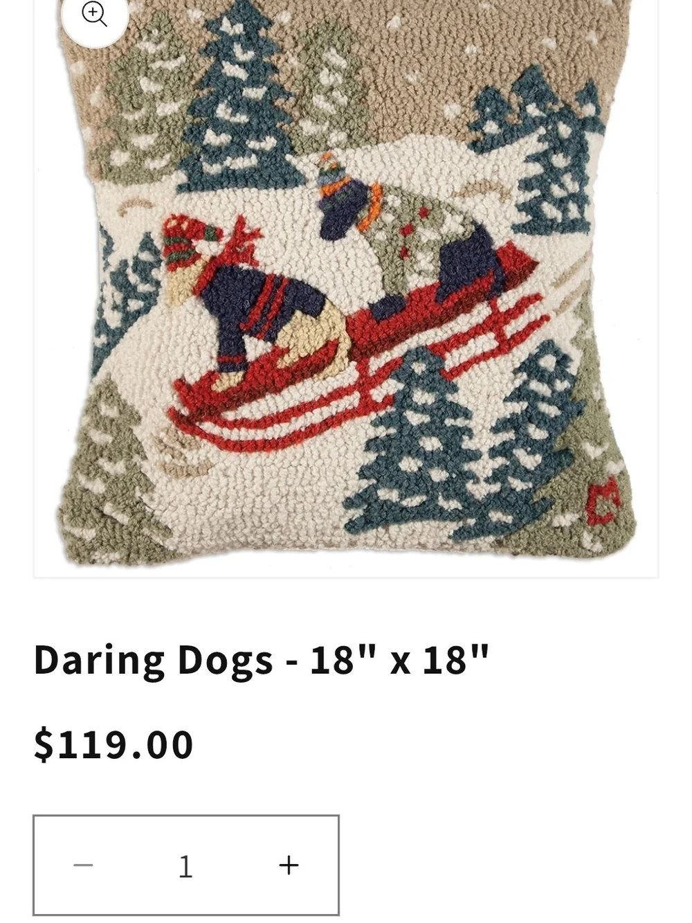 Garnet Hill Chandler 4 Corners Hooked Wool Sledding Pillow – Blue, Red, Green
